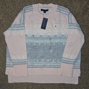 Tommy Hilfiger Men's Sweater in Soft Pink and Gray